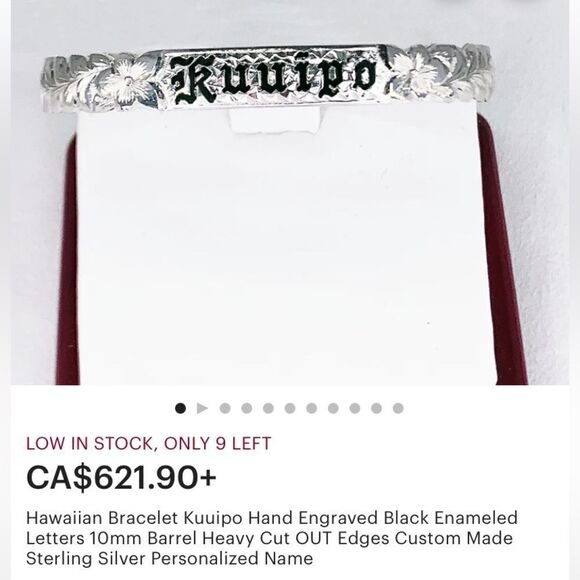 Vintage Hawaiian 925 Sterling Silver Kuuipo Floral Carved Etched Bangle Bracelet - Picture 10 of 10